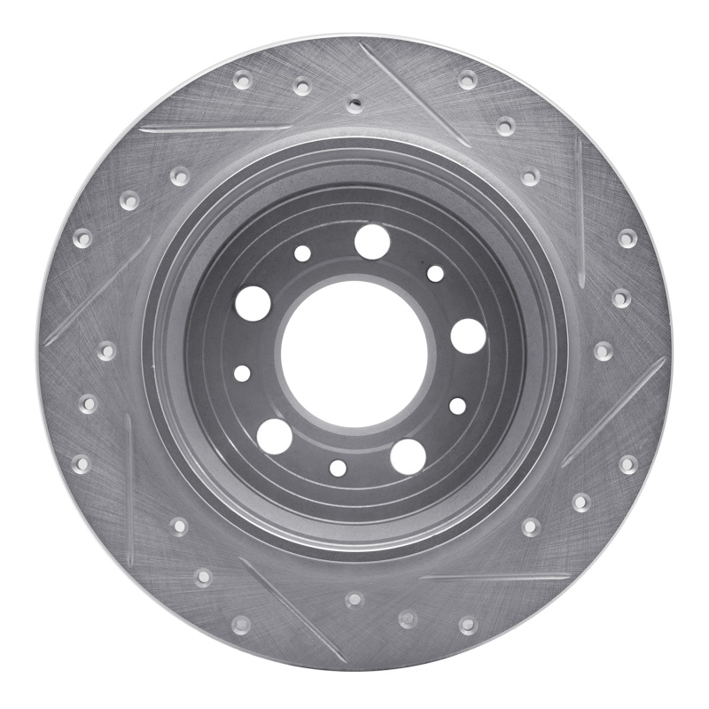 Volvo S60 Brake Rotor (1) - Rear Left - R1 Concepts - Drilled & Slotted - Silver - `99-`09